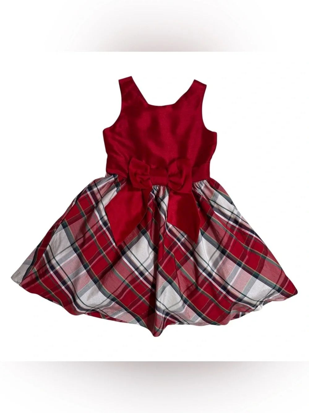 Gymboree Holiday/party/Celebration sleeveless red plaid dress girls size 6 EUC